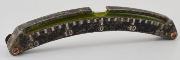 Antique clinometer for an aeroplane, similar to an Elliot but unmarked, 17.5cm wide.