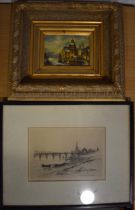 A D Y Cameron etching of Perth Bridge, signed bottom right, 18cm x 27cm, framed/ glazed, with a