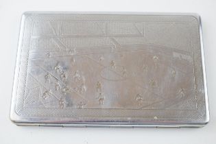 Vintage cigarette case by Anicraft, England. Of 1940s / 1950s football interest. Inscribed with