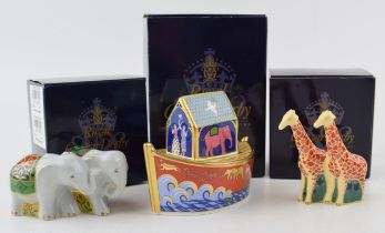 Royal Crown Derby Treasures of Childhood Collection - Noahs Ark, finished with gilt trim, red