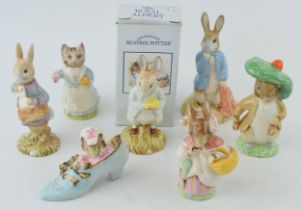 Royal Albert Beatrix Potter figures to include 'Benjamin Bunny', 'Peter with Postbag', 'Tabitha