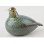 Oiva Toikka Nuutajarvi glass paperweight in the form of a bird, 10cm long. In good condition with no