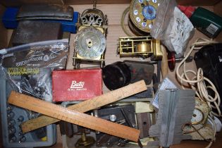 A collection of tools and clock parts suitable for a clock repairer or restorer. (Qty)