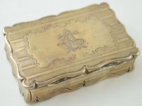 Victorian silver extra large snuff box, Birmingham 1851, 165 grams, 9.5cm wide.