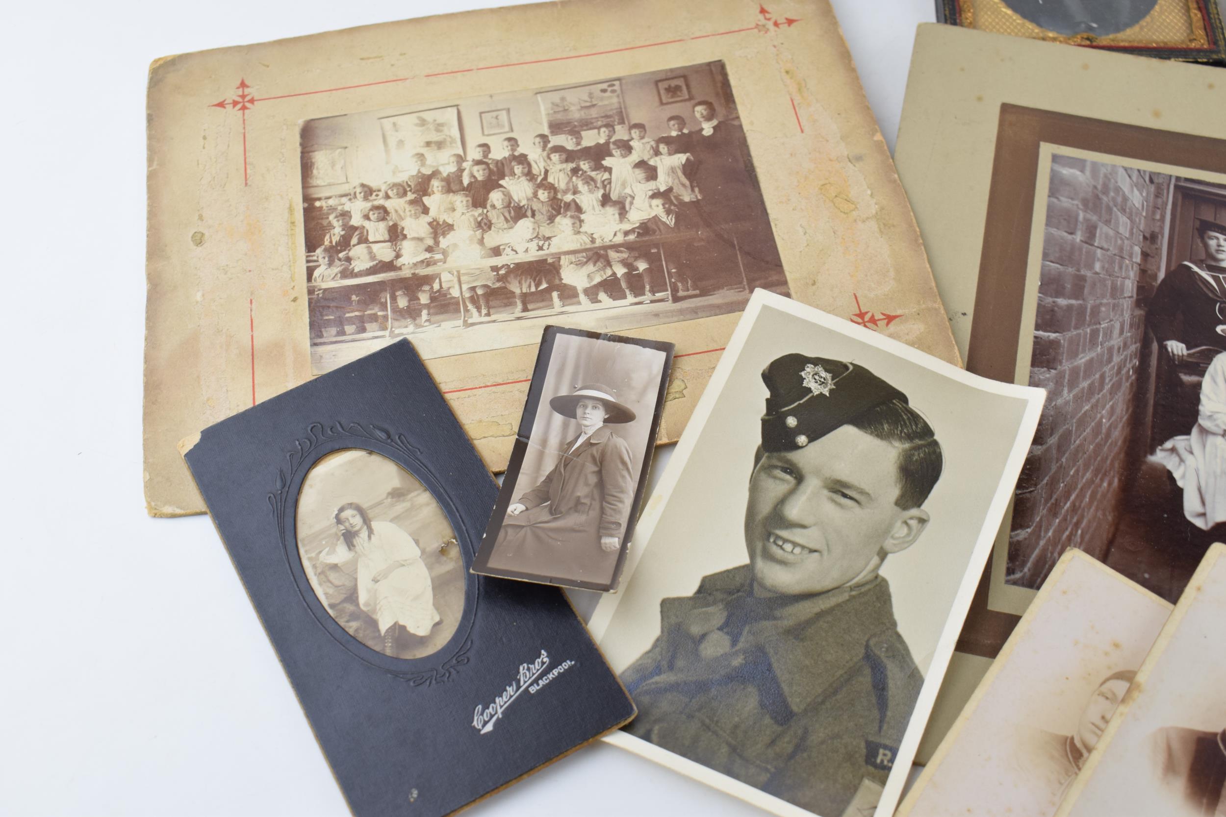 A mixed collection of items to include antique photographs, antique photo frames, a desk pencil - Image 6 of 6