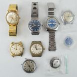 A collection of vintage gentlemen's Timex wristwatches, to include complete watches and a