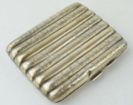 Silver cigarette / cheroot case, ribbed, engraved decoration, Chester 1908, 72.2 grams.