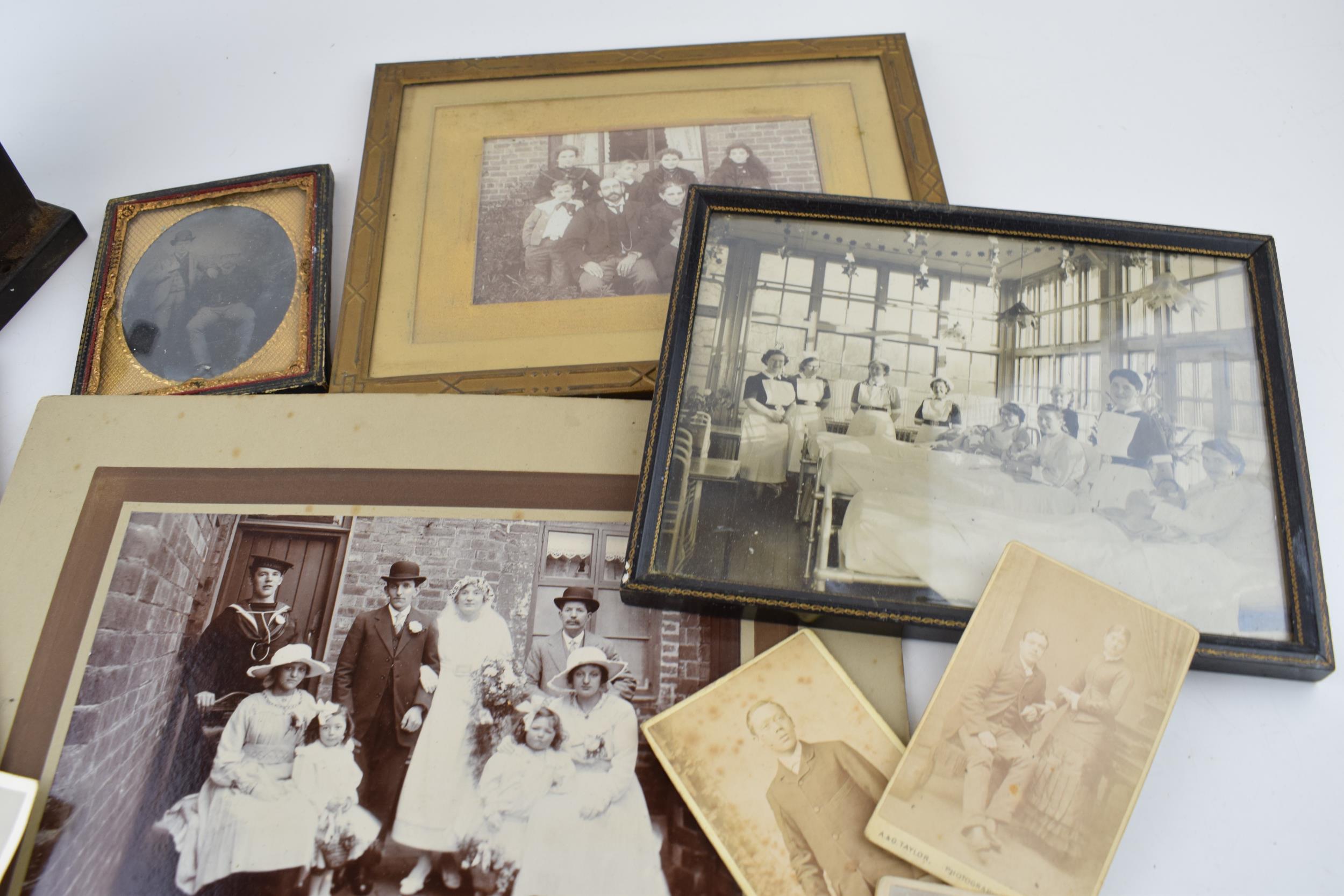A mixed collection of items to include antique photographs, antique photo frames, a desk pencil - Image 4 of 6