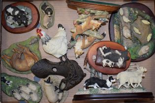 A collection of animal / country style figures to include Leonardo shepherd, Aynsley cows and others