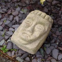 Antique carved stone head Of Royal or Religious figure appears to have once been recessed into a