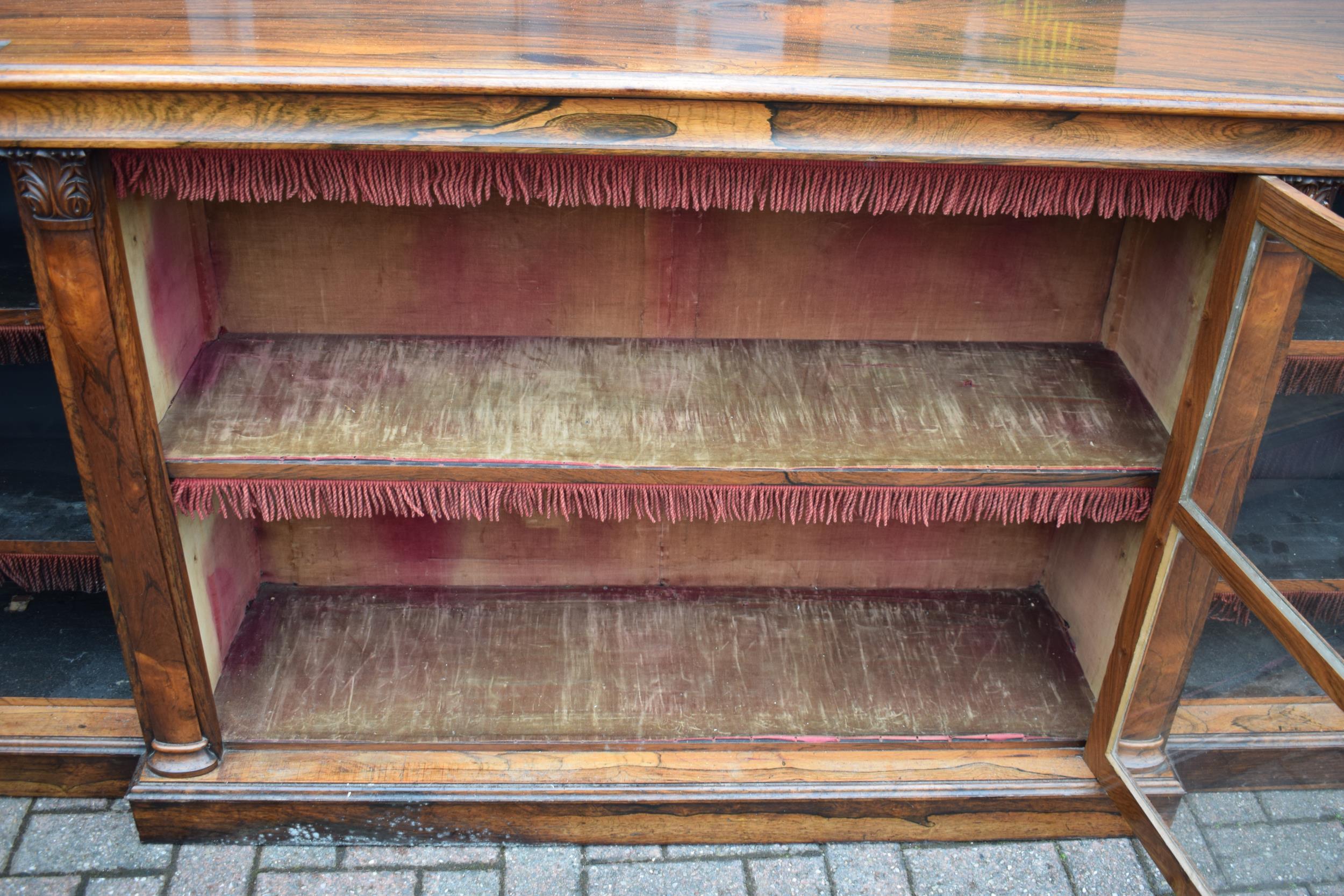 An oversized 19th century mahogany breakfront sideboard credenza with central glazed cabinet, - Image 9 of 13