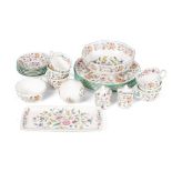 Minton Haddon Hall tea and dinner ware to include 6 cups, 6 saucers, an 8'' octagonal bowl, 6 27cm