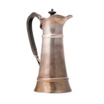 Hallmarked silver Art Nouveau hot water jug, 292.6 grams, with ebonised handle and finial, London