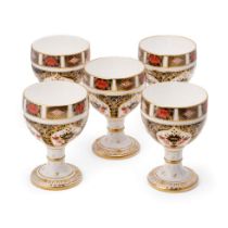 A collection of 5 Royal Crown Derby 1128 Imari goblets, 12.5cm tall (5). Display well, though