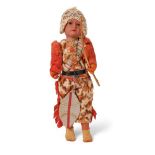 Antique AM male doll, Made in Germany 14/0. Dressed in hunting attire with bow and shelf. Height