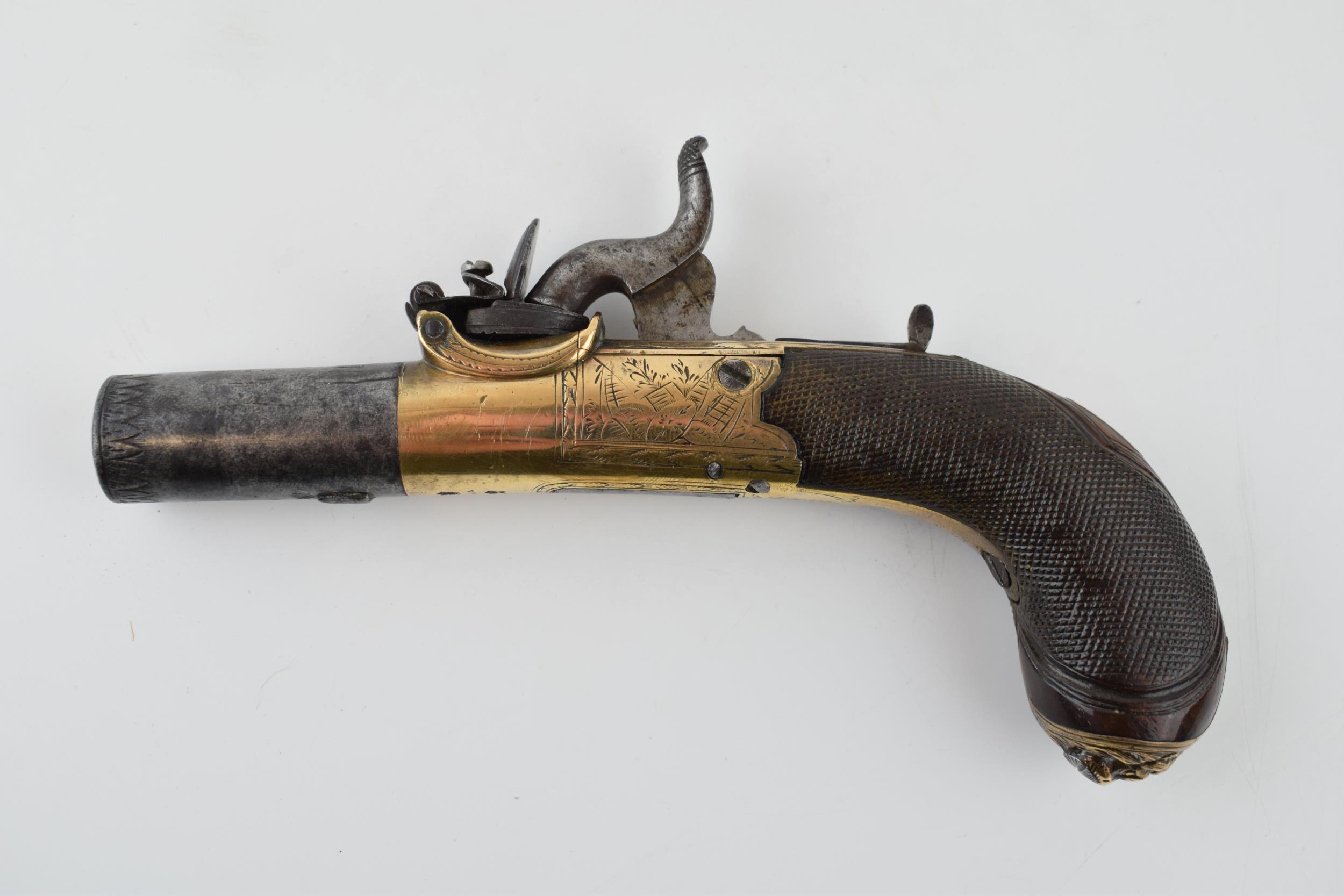c19th Top Hat Box Lock Percussion Pocket Pistol by W & S.R. of Sutherland with short screw barrel - Image 2 of 6