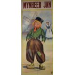 Original Colour Advertising Poster For Mynheer Jan Opera By Jacobowski c1924 in two separate