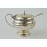 Victorian silver mustard pot, Sheffield 1883, with a silver spoon (2), 74.8 grams of silver. Liner