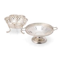 A pair of silver bon bon dishes to include a Docker and Burn example, double handled, Birmingham