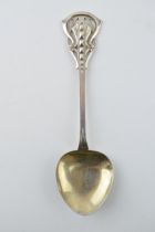 Silver Arts and Crafts spoon, Kate Harris for William Hutton, London 1924, 63.0 grams, 20cm long.