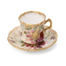 Hammersley bone china fruit pattern cup and saucer 'R J Billings' (2). In good condition with no