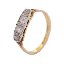 18ct gold 4 diamond ring, stones measuring 0.5ct total appx. Not hallmarked but tested as 18ct gold.