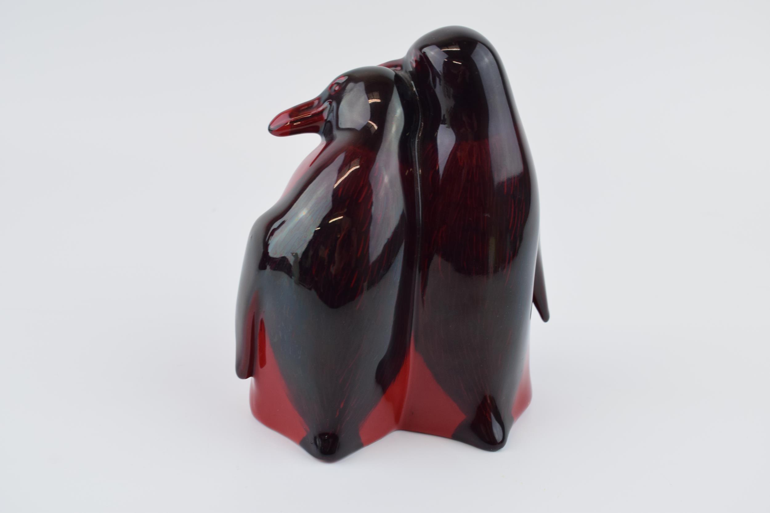 Royal Doulton flambe pair of huddling penguins 109, 15cm tall. In good condition with no obvious - Image 3 of 5