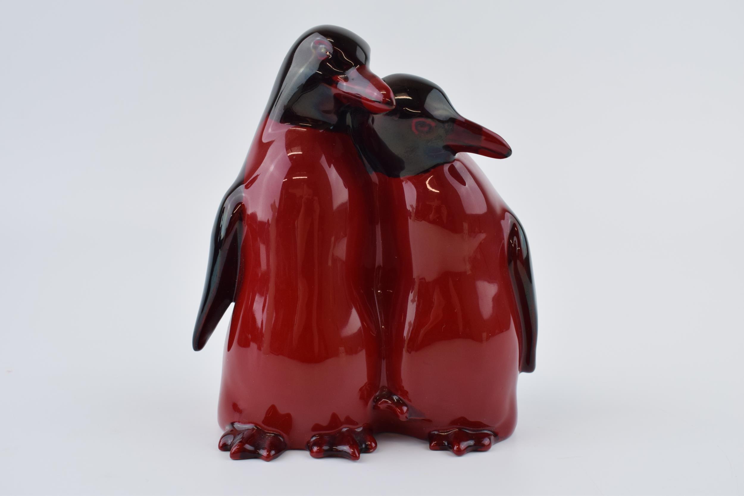 Royal Doulton flambe pair of huddling penguins 109, 15cm tall. In good condition with no obvious - Image 2 of 5