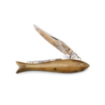 Rare & Unusual c19th Bone Handle Folding Pocket Knife By Needham Brothers Sheffield in the shape