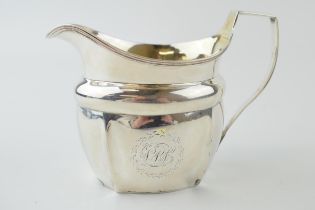 Georgian silver jug with gilt wash interior, engraving to side, George III, London 1803, 140.0