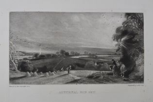 Lucas engraving after Constable, 'Autumnal Sun Set'. 24cm x 13cm. Presents well although has
