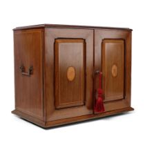 Fine & unusual Edwardian mahogany inlaid revolving Gentleman's library tantalus cum communications