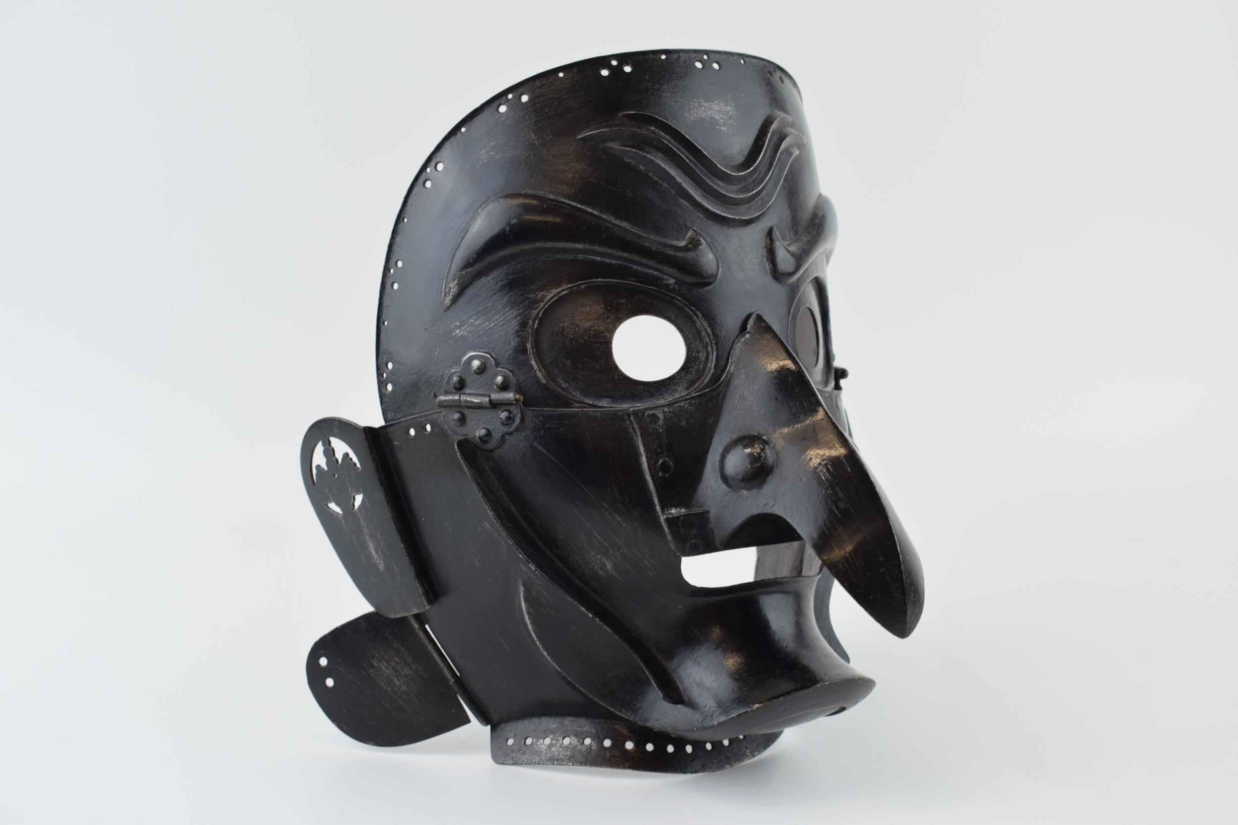 c19th Japanese Samurai Somen Mask Edo period (1603-1868) iron construction front repainted but - Bild 2 aus 5