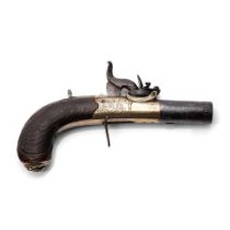 c19th Top Hat Box Lock Percussion Pocket Pistol by W & S.R. of Sutherland with short screw barrel