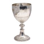 Victorian silver chalice with monogram engraved, 101.2 grams, unmarked, 11.5cm tall.