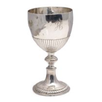 Victorian silver chalice with monogram engraved, 101.2 grams, unmarked, 11.5cm tall.