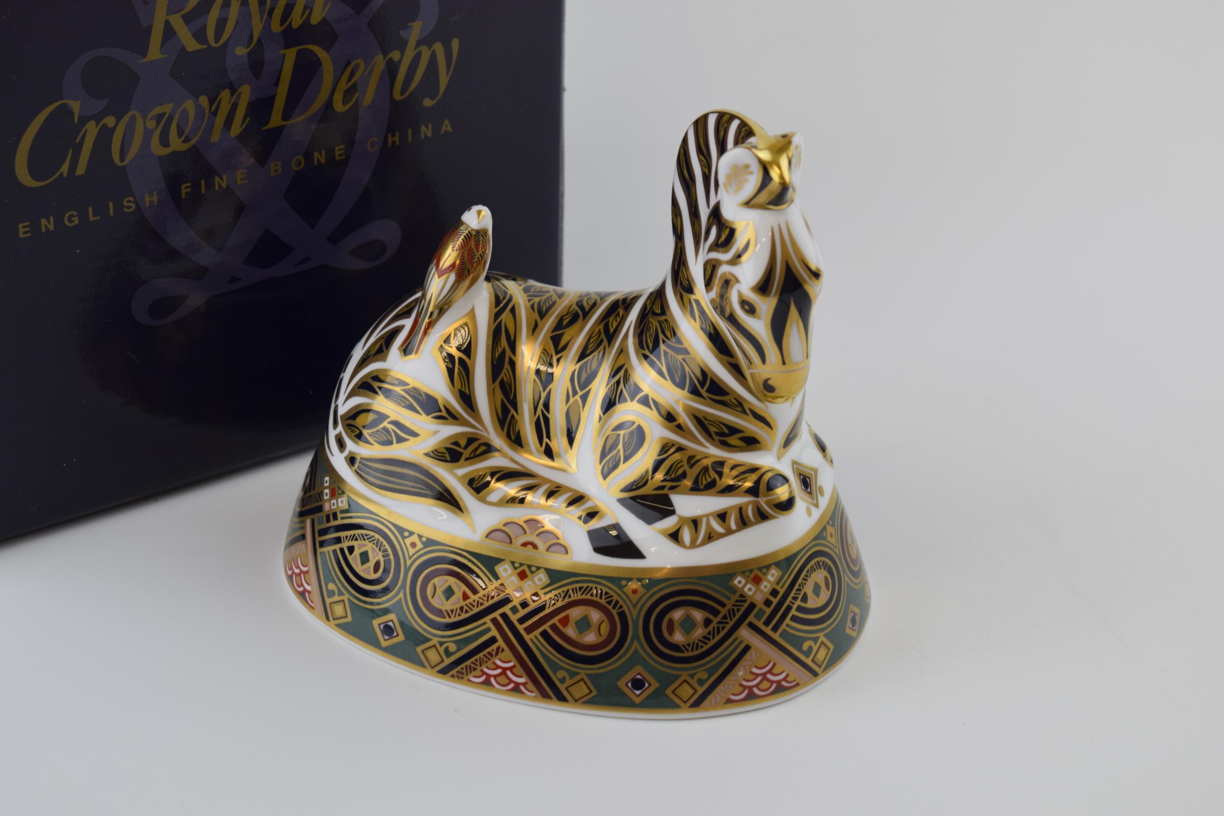 Boxed Royal Crown Derby paperweight, Harrods Zebra, 13cm high, an Exclusive Signature Edition for - Image 2 of 3