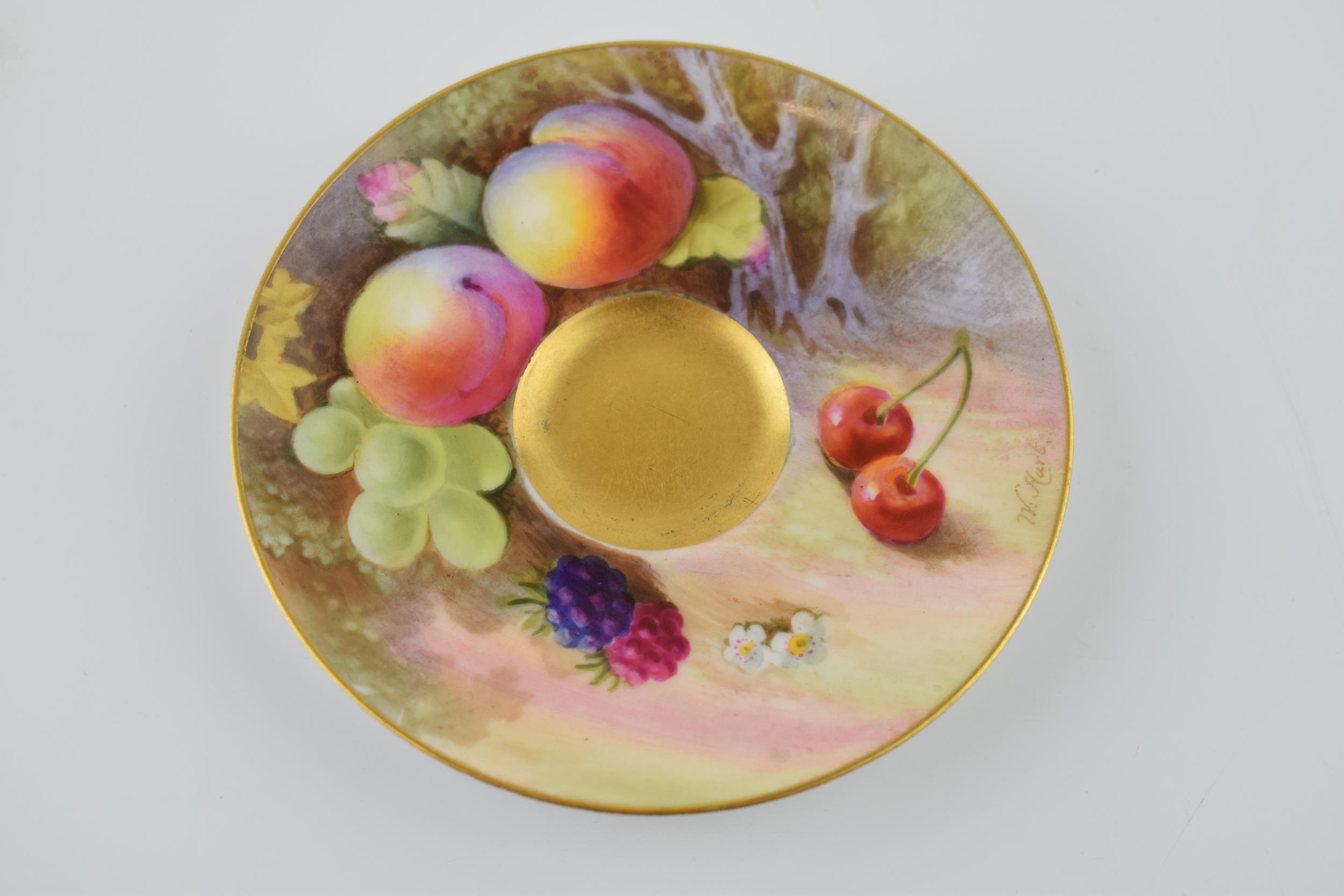 Royal Worcester hand painted fruit scene cup and scene, the saucer signed 'W Hart' and the cup - Image 6 of 8