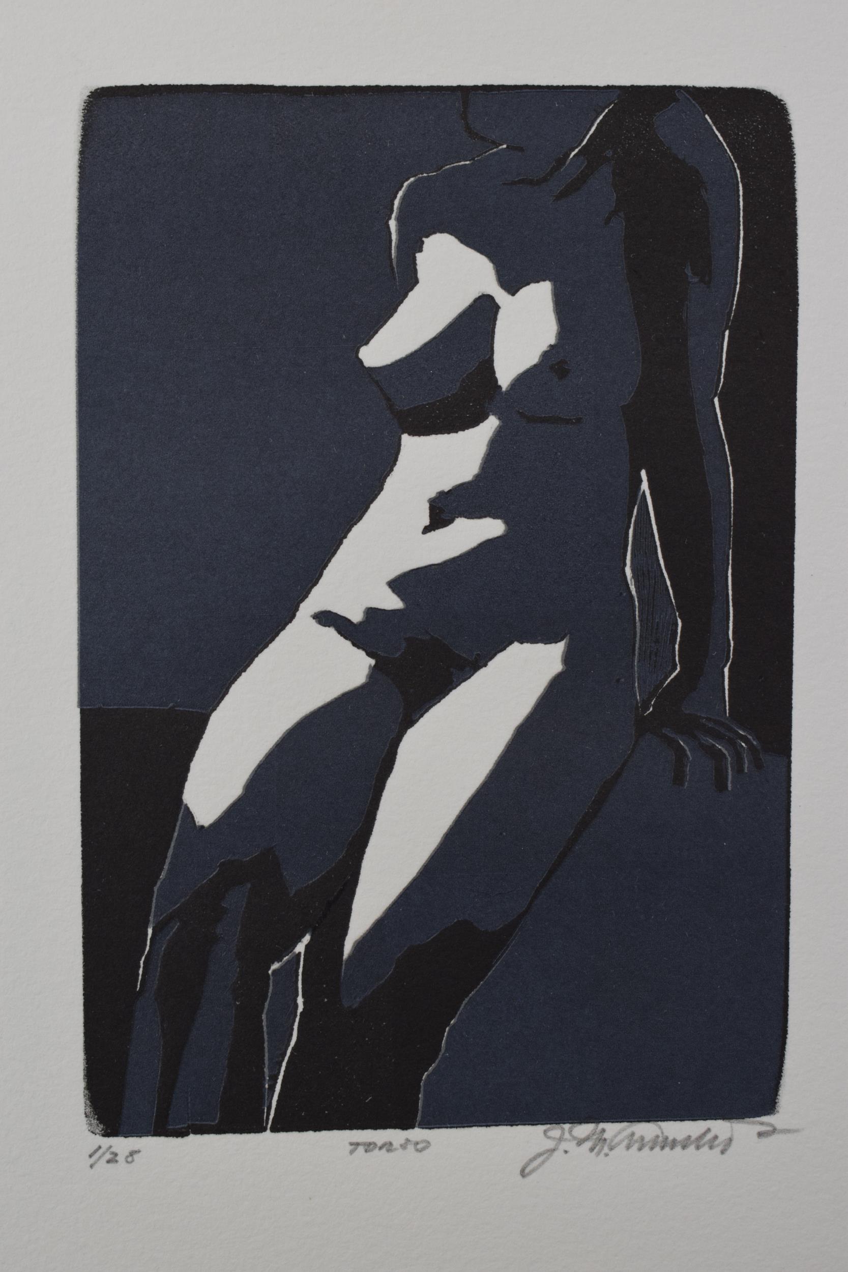 Two aquatint nudes, limited edition prints 1/28 and 1/22 'Torso' and 'K.K' indistinguishable - Image 2 of 3
