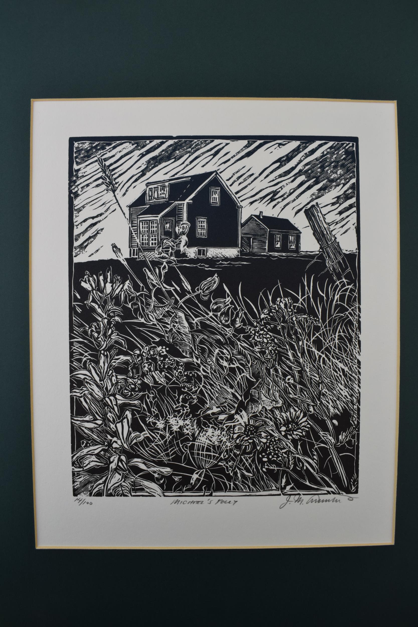 Henk Ykelenstam, 1929 - 1992. A signed print, 'Micheal's Folly' (Possibly North American / Canadian)