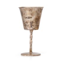 Silver goblet in a modernist style, twisted neck, hammered cup and base, Birmingham 1974, 194.4