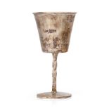 Silver goblet in a modernist style, twisted neck, hammered cup and base, Birmingham 1974, 194.4