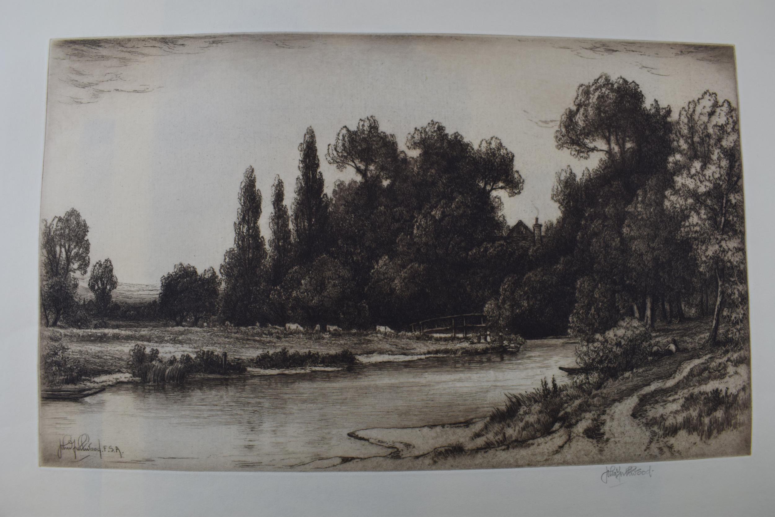 John Fullwodd. F.S.A Three signed etchings depicting river scenes. (3) 36cm x 21cm, 30cm x 24cm - Image 7 of 9