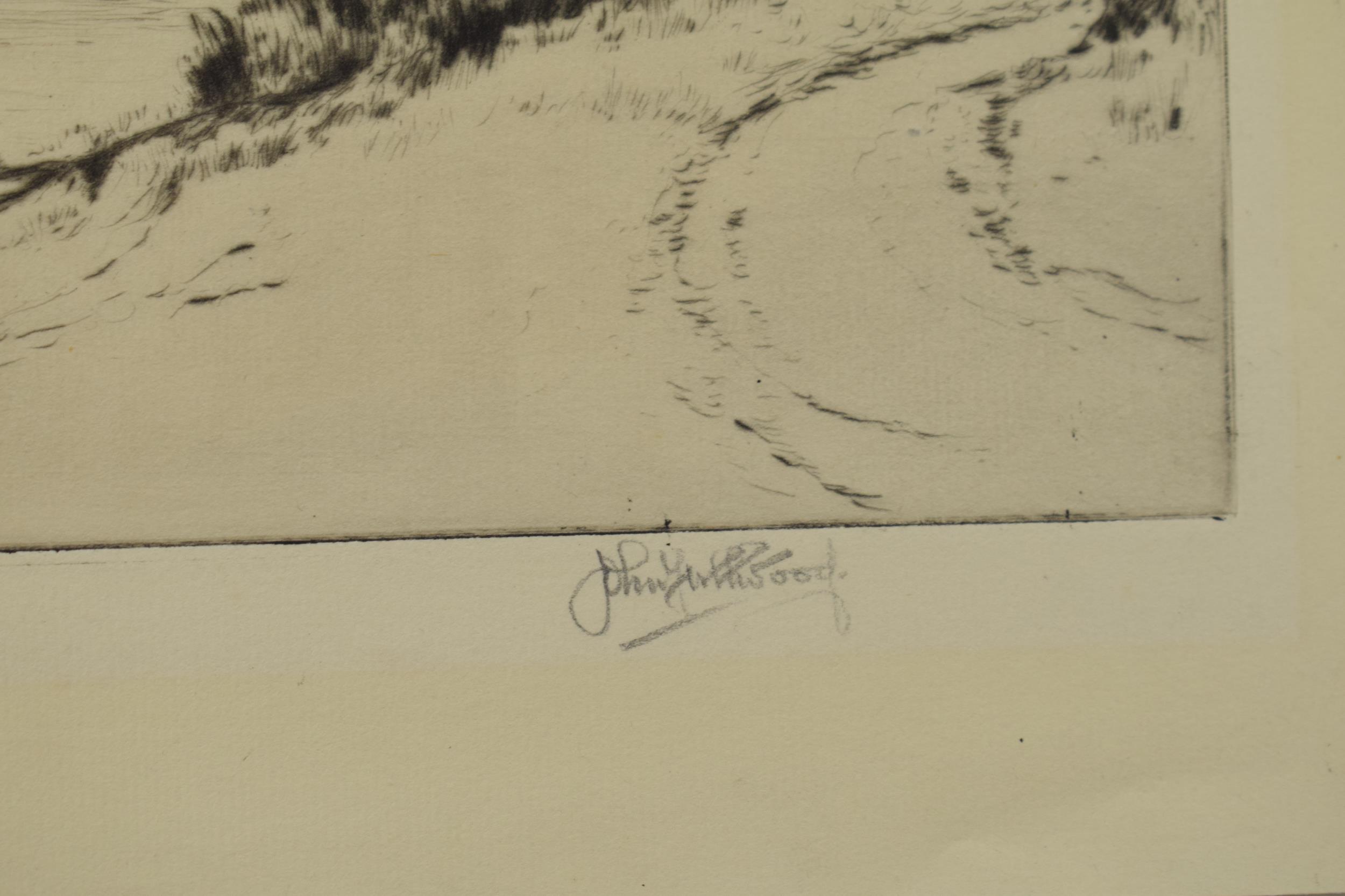 John Fullwodd. F.S.A Three signed etchings depicting river scenes. (3) 36cm x 21cm, 30cm x 24cm - Image 4 of 9