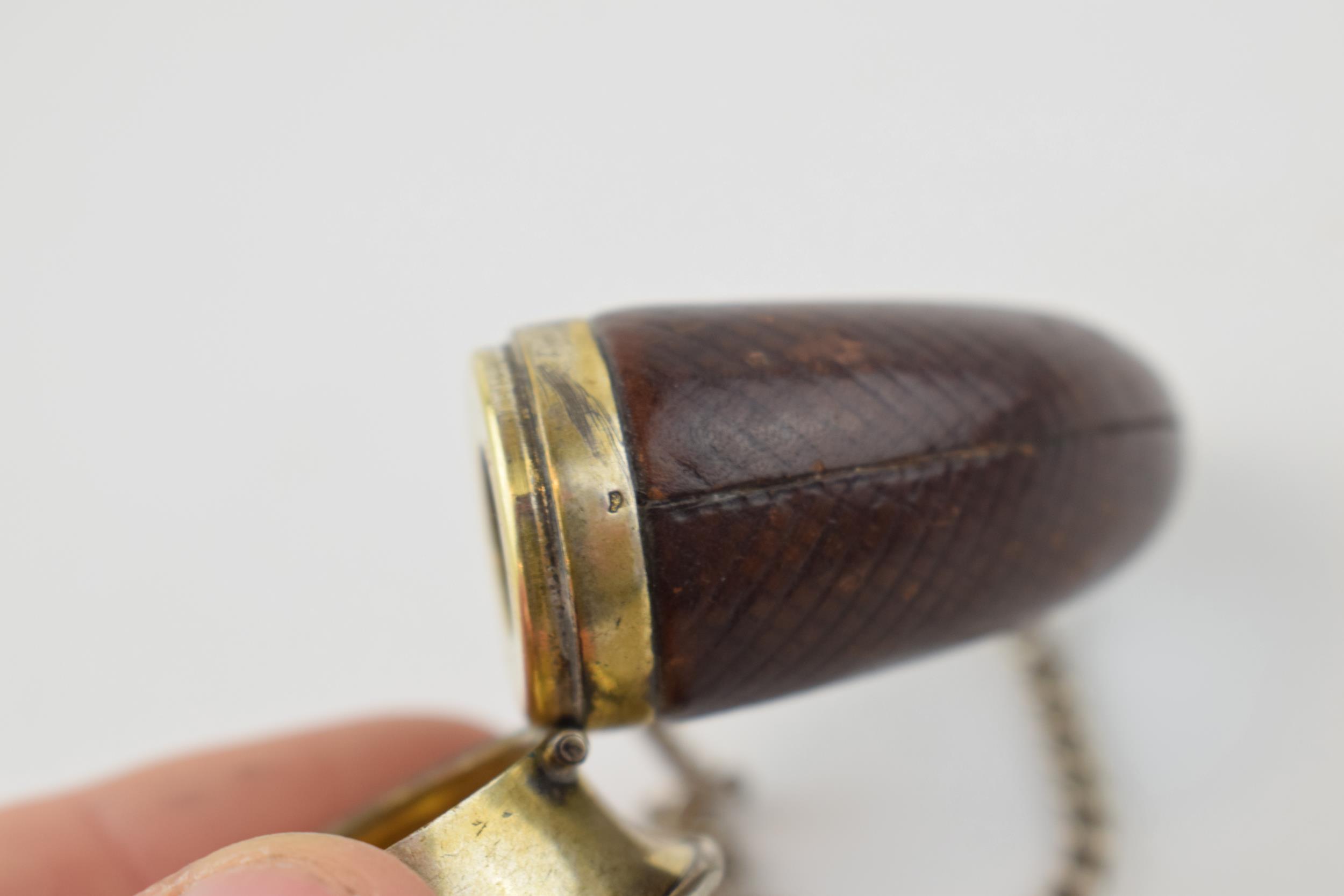 Victorian silver gilt scent bottle in the form of a horn, leather body, probably French, - Image 5 of 5