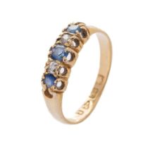 18ct gold sapphire and diamond ring, 2.5 grams, size M/N.