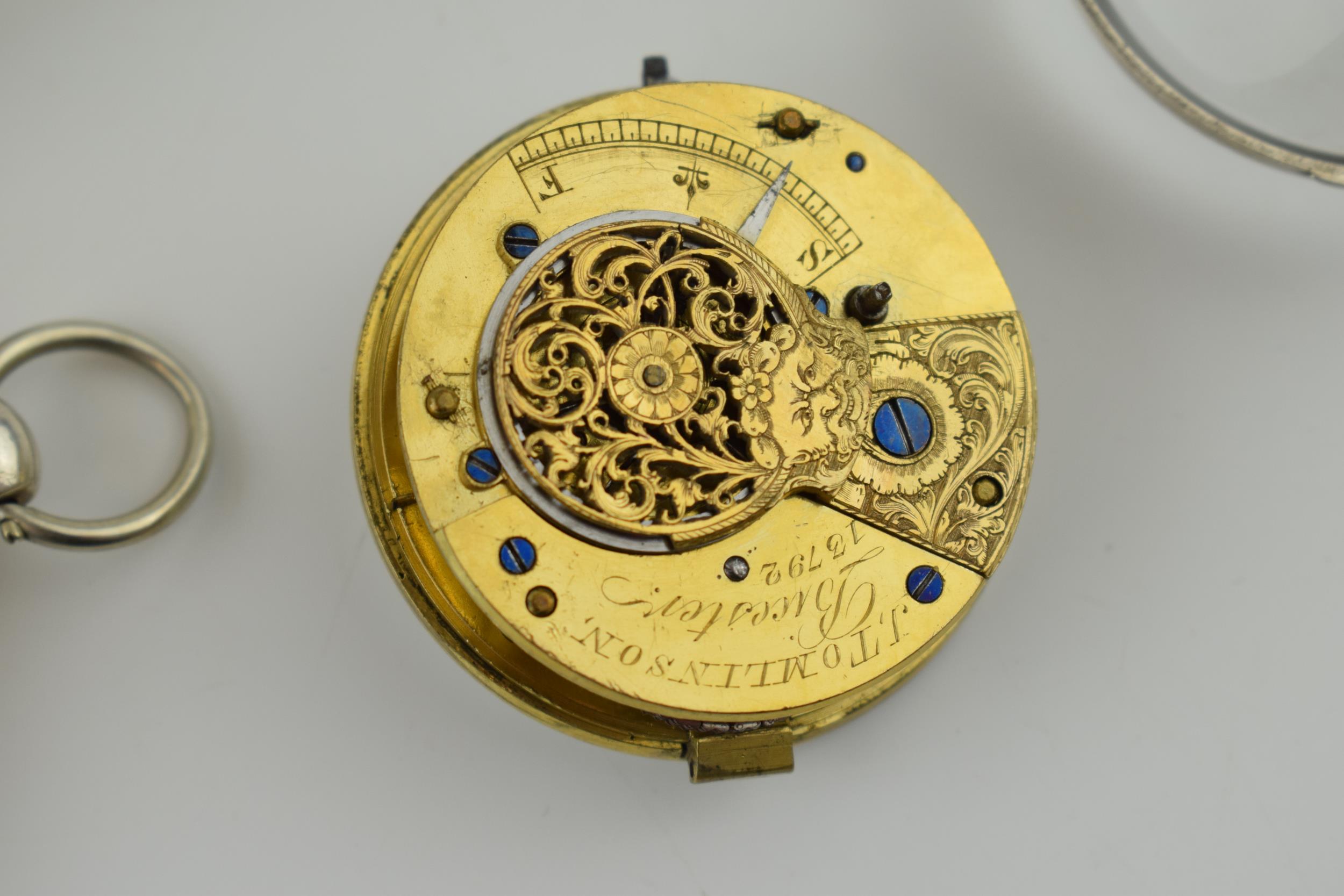 Silver pair cased pocket watch, London 1908, untested. Hinge broken to interior case. - Image 5 of 5