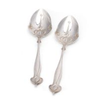 A pair of silver Art Nouveaux spoons RD. No. 378292, Hallmarked Sheffield 1903, Lee & Wigfull (Henry