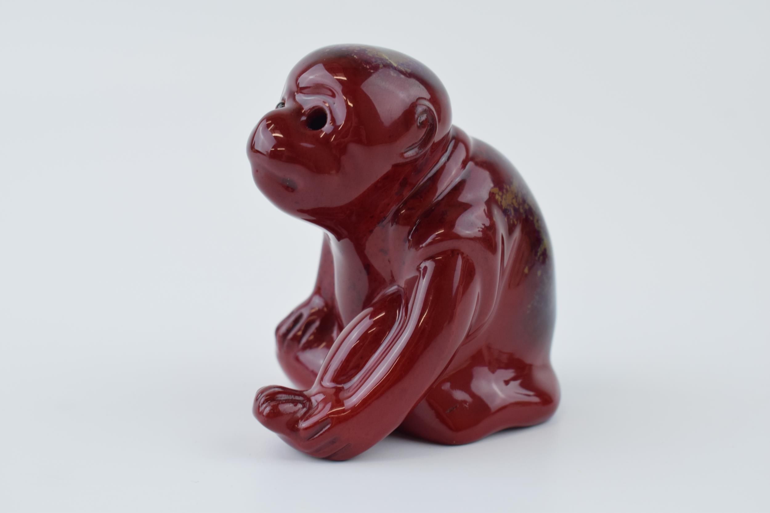 Bernard Moore 'Monkey' Flambe porcelain with glass eyes. Height 8.5cm. Free of damage or - Image 2 of 5