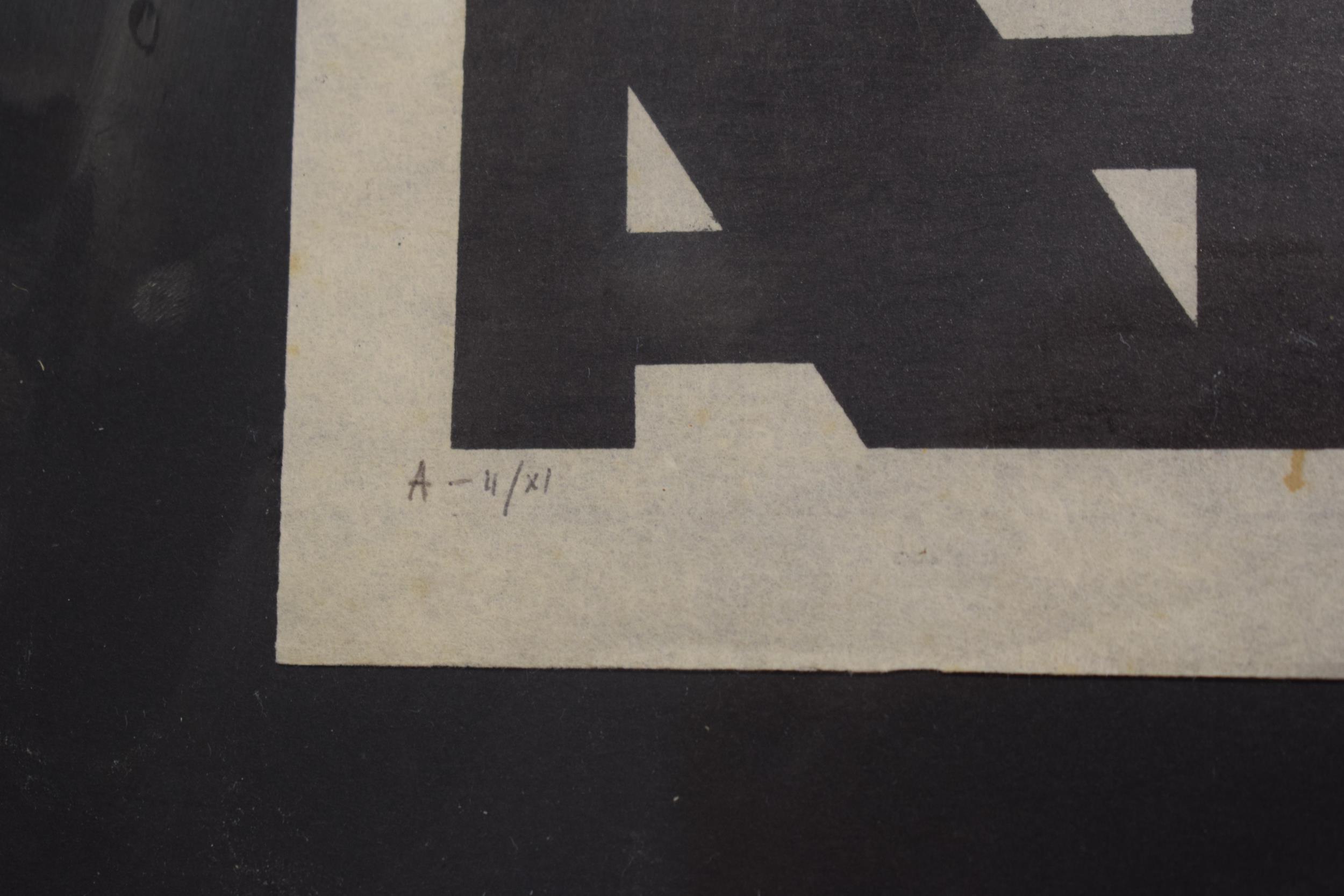 L. Ferro. A-II/XI. Black and white geometric design. 40cm x 33cm. - Image 4 of 6